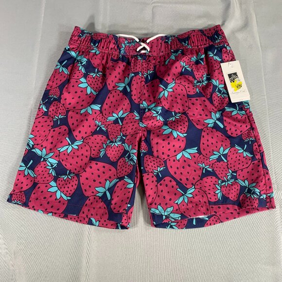 Sovereign Code Swim Trunks L 34” Red Strawberry Print Mesh Lined Drawstring Shor - Picture 1 of 9